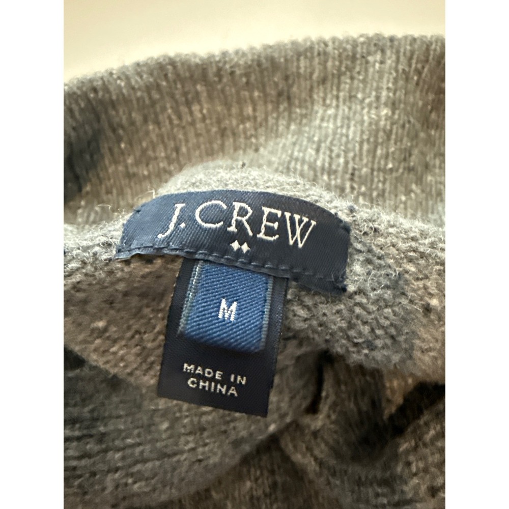 J Crew Mens Shawl Collar Cardigan  Lambswool Gray Grandpacore Sz Med Button - Picture 10 of 12